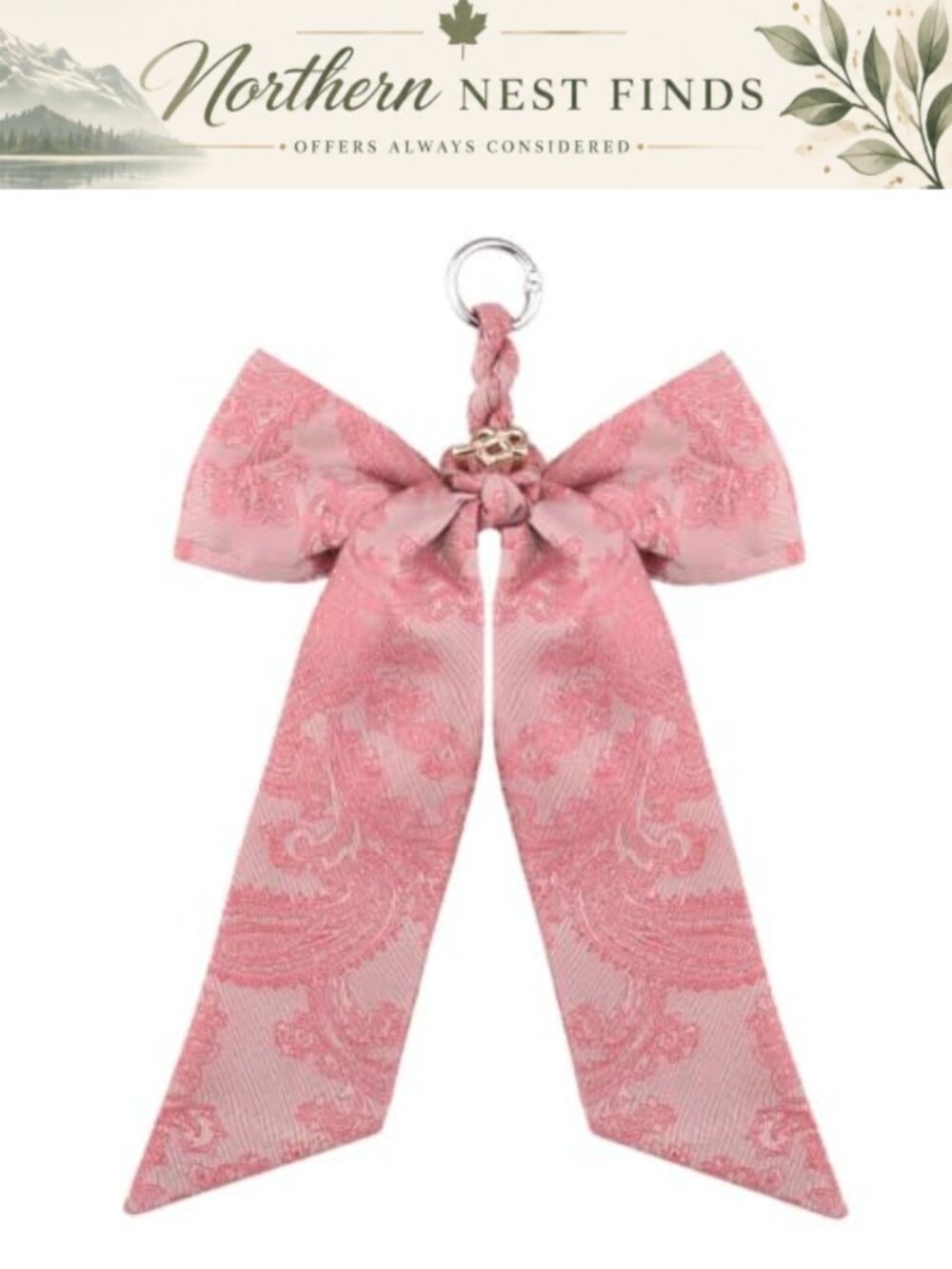 Pink Bandana Print Bag Purse Charm Keychain Accessories for Women Girl